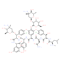 ChemSpider 2D Image | (1S,2R,18R,19R,22S,25R,28R,40S)-22-(2-Amino-2-oxoethyl)-48-{[(3xi)-2-O-(3-amino-2,3,6-trideoxy-3-methyl-alpha-L-arabino-hexopyranosyl)-beta-D-ribo-hexopyranosyl]oxy}-2-[(3-amino-2,3,6-trideoxy-3-methy
l-alpha-L-arabino-hexopyranosyl)oxy]-5,15-dichloro-18,32,35,37-tetrahydroxy-19-[(N-methyl-D-leucyl)amino]-20,23,26,42,44-pentaoxo-7,13-dioxa-21,24,27,41,43-pentaazaoctacyclo[26.14.2.2~3,6~.2~14,17~.1~
8,12~.1~29,33~.0~10,25~.0~34,39~]pentaconta-3,5,8(48),9,11,14,16,29(45),30,32,34,36,38,46,49-pentadecaene-40-carboxylic acid | C73H88Cl2N10O26