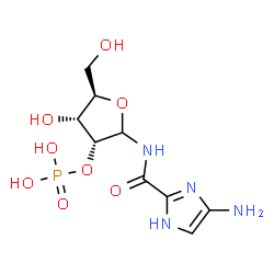 ChemSpider 2D Image | N-[(4-Amino-1H-imidazol-2-yl)carbonyl]-2-O-phosphono-D-ribofuranosylamine | C9H15N4O8P