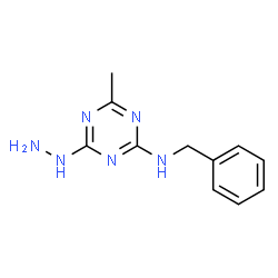 ChemSpider 2D Image | N-Benzyl-4-hydrazino-6-methyl-1,3,5-triazin-2-amine | C11H14N6