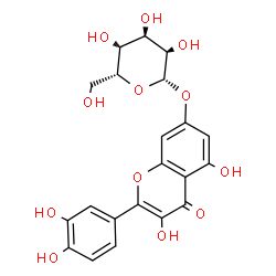 ChemSpider 2D Image | 2-(3,4-Dihydroxyphenyl)-3,5-dihydroxy-4-oxo-4H-chromen-7-yl beta-D-gulopyranoside | C21H20O12
