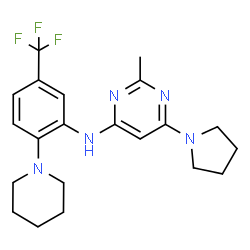 ChemSpider 2D Image | 2-Methyl-N-[2-(1-piperidinyl)-5-(trifluoromethyl)phenyl]-6-(1-pyrrolidinyl)-4-pyrimidinamine | C21H26F3N5