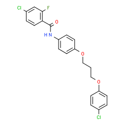ChemSpider 2D Image | 4-Chloro-N-{4-[3-(4-chlorophenoxy)propoxy]phenyl}-2-fluorobenzamide | C22H18Cl2FNO3