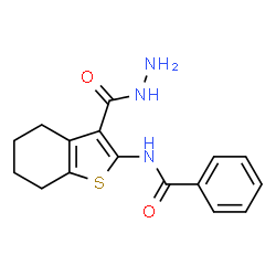ChemSpider 2D Image | N-[3-(hydrazinecarbonyl)-4,5,6,7-tetrahydro-1-benzothiophen-2-yl]benzamide | C16H17N3O2S