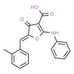 ChemSpider 2D Image | (5Z)-2-Anilino-5-(2-methylbenzylidene)-4-oxo-4,5-dihydro-3-furancarboxylic acid | C19H15NO4