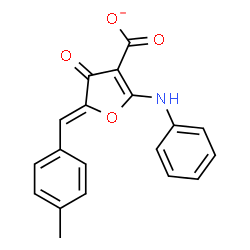 ChemSpider 2D Image | (5Z)-2-Anilino-5-(4-methylbenzylidene)-4-oxo-4,5-dihydro-3-furancarboxylate | C19H14NO4