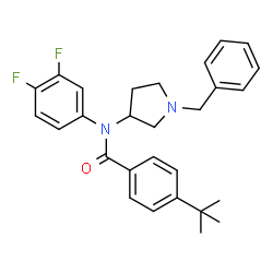 ChemSpider 2D Image | N-(1-Benzyl-3-pyrrolidinyl)-N-(3,4-difluorophenyl)-4-(2-methyl-2-propanyl)benzamide | C28H30F2N2O