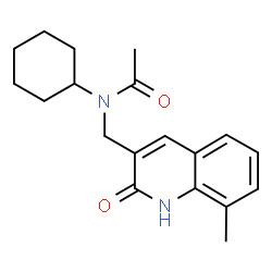 ChemSpider 2D Image | N-Cyclohexyl-N-[(8-methyl-2-oxo-1,2-dihydro-3-quinolinyl)methyl]acetamide | C19H24N2O2