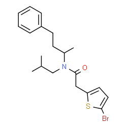 ChemSpider 2D Image | 2-(5-Bromo-2-thienyl)-N-isobutyl-N-(4-phenyl-2-butanyl)acetamide | C20H26BrNOS