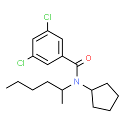 ChemSpider 2D Image | 3,5-Dichloro-N-cyclopentyl-N-(2-hexanyl)benzamide | C18H25Cl2NO