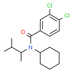 ChemSpider 2D Image | 3,4-Dichloro-N-cyclohexyl-N-(3-methyl-2-butanyl)benzamide | C18H25Cl2NO