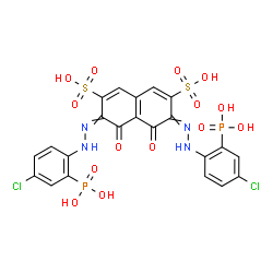 ChemSpider 2D Image | 3,6-Bis[(4-chloro-2-phosphonophenyl)hydrazono]-4,5-dioxo-3,4,5,6-tetrahydro-2,7-naphthalenedisulfonic acid | C22H16Cl2N4O14P2S2