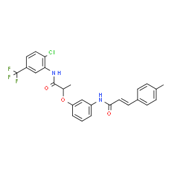 ChemSpider 2D Image | (2E)-N-{3-[(1-{[2-Chloro-5-(trifluoromethyl)phenyl]amino}-1-oxo-2-propanyl)oxy]phenyl}-3-(4-methylphenyl)acrylamide | C26H22ClF3N2O3