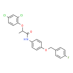 ChemSpider 2D Image | 2-(2,4-Dichlorophenoxy)-N-{4-[(4-fluorobenzyl)oxy]phenyl}propanamide | C22H18Cl2FNO3