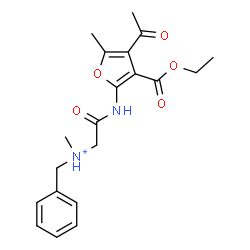 ChemSpider 2D Image | 2-{[4-Acetyl-3-(ethoxycarbonyl)-5-methyl-2-furyl]amino}-N-benzyl-N-methyl-2-oxoethanaminium | C20H25N2O5