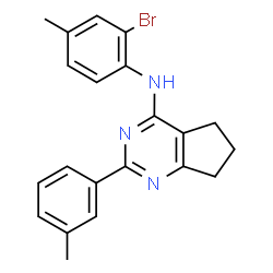 ChemSpider 2D Image | N-(2-Bromo-4-methylphenyl)-2-(3-methylphenyl)-6,7-dihydro-5H-cyclopenta[d]pyrimidin-4-amine | C21H20BrN3