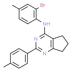 ChemSpider 2D Image | N-(2-Bromo-4-methylphenyl)-2-(4-methylphenyl)-6,7-dihydro-5H-cyclopenta[d]pyrimidin-4-amine | C21H20BrN3