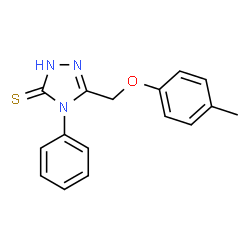 ChemSpider 2D Image | 3-[(4-methylphenoxy)methyl]-4-phenyl-1H-1,2,4-triazole-5-thione | C16H15N3OS