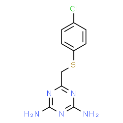 ChemSpider 2D Image | 6-{[(4-Chlorophenyl)sulfanyl]methyl}-1,3,5-triazine-2,4-diamine | C10H10ClN5S