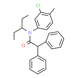 ChemSpider 2D Image | N-(3-Chloro-4-methylphenyl)-N-(3-pentanyl)-2,2-diphenylacetamide | C26H28ClNO