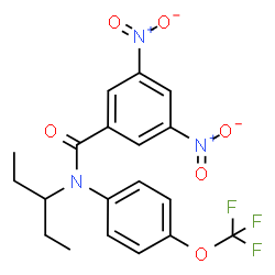 ChemSpider 2D Image | 3,5-Dinitro-N-(3-pentanyl)-N-[4-(trifluoromethoxy)phenyl]benzamide | C19H18F3N3O6