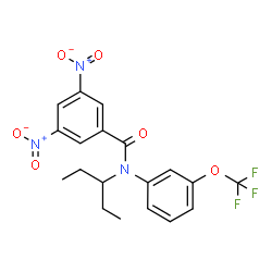 ChemSpider 2D Image | 3,5-Dinitro-N-(3-pentanyl)-N-[3-(trifluoromethoxy)phenyl]benzamide | C19H18F3N3O6