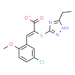 ChemSpider 2D Image | (2Z)-3-(5-Chloro-2-methoxyphenyl)-2-[(5-ethyl-1H-1,2,4-triazol-3-yl)sulfanyl]acrylate | C14H13ClN3O3S