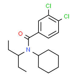 ChemSpider 2D Image | 3,4-Dichloro-N-cyclohexyl-N-(3-pentanyl)benzamide | C18H25Cl2NO