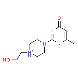 ChemSpider 2D Image | 1-(2-Hydroxyethyl)-4-(6-methyl-4-oxo-1,4-dihydro-2-pyrimidinyl)piperazin-1-ium | C11H19N4O2