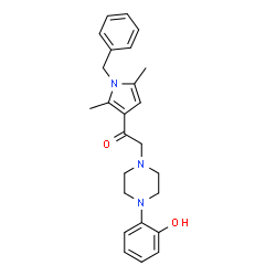 ChemSpider 2D Image | 1-(1-Benzyl-2,5-dimethyl-1H-pyrrol-3-yl)-2-[4-(2-hydroxyphenyl)-1-piperazinyl]ethanone | C25H29N3O2