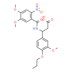 ChemSpider 2D Image | 3-[(4,5-Dimethoxy-2-nitrobenzoyl)amino]-3-(3-methoxy-4-propoxyphenyl)propanoic acid | C22H26N2O9