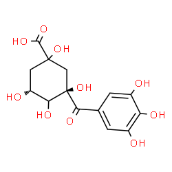 ChemSpider 2D Image | (3R,5R)-1,3,4,5-Tetrahydroxy-3-(3,4,5-trihydroxybenzoyl)cyclohexanecarboxylic acid | C14H16O10