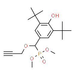 ChemSpider 2D Image | Dimethyl {[4-hydroxy-3,5-bis(2-methyl-2-propanyl)phenyl](2-propyn-1-yloxy)methyl}phosphonate | C20H31O5P