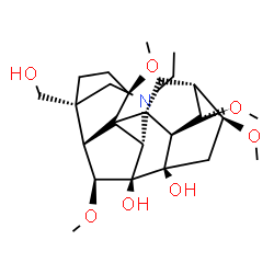 ChemSpider 2D Image | (1beta,5alpha,6beta,7beta,9alpha,14alpha,16beta)-20-Ethyl-4-(hydroxymethyl)-1,6,14,16-tetramethoxyaconitane-7,8-diol | C25H41NO7