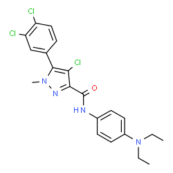 ChemSpider 2D Image | 4-Chloro-5-(3,4-dichlorophenyl)-N-[4-(diethylamino)phenyl]-1-methyl-1H-pyrazole-3-carboxamide | C21H21Cl3N4O