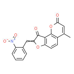 ChemSpider 2D Image | 4-Methyl-8-(2-nitrobenzylidene)-2H-furo[2,3-h]chromene-2,9(8H)-dione | C19H11NO6