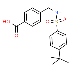 ChemSpider 2D Image | 4-[({[4-(2-Methyl-2-propanyl)phenyl]sulfonyl}amino)methyl]benzoic acid | C18H21NO4S