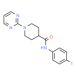 ChemSpider 2D Image | N-(4-Iodophenyl)-1-(2-pyrimidinyl)-4-piperidinecarboxamide | C16H17IN4O