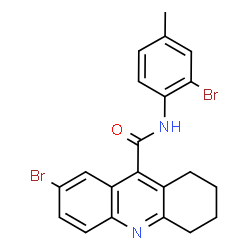 ChemSpider 2D Image | 7-Bromo-N-(2-bromo-4-methylphenyl)-1,2,3,4-tetrahydro-9-acridinecarboxamide | C21H18Br2N2O