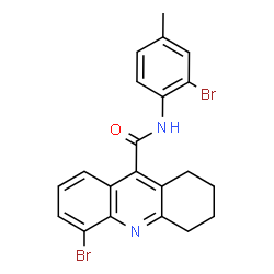 ChemSpider 2D Image | 5-Bromo-N-(2-bromo-4-methylphenyl)-1,2,3,4-tetrahydro-9-acridinecarboxamide | C21H18Br2N2O