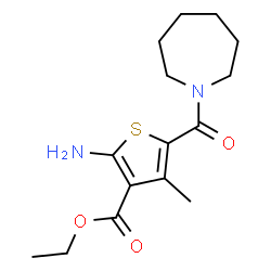 ChemSpider 2D Image | Ethyl 2-amino-5-(1-azepanylcarbonyl)-4-methyl-3-thiophenecarboxylate | C15H22N2O3S