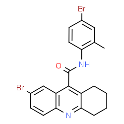ChemSpider 2D Image | 7-Bromo-N-(4-bromo-2-methylphenyl)-1,2,3,4-tetrahydro-9-acridinecarboxamide | C21H18Br2N2O