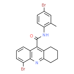 ChemSpider 2D Image | 5-Bromo-N-(4-bromo-2-methylphenyl)-1,2,3,4-tetrahydro-9-acridinecarboxamide | C21H18Br2N2O