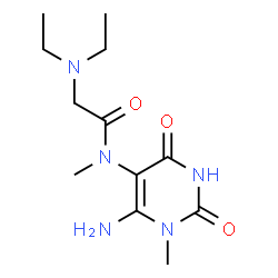 ChemSpider 2D Image | N-(6-Amino-1-methyl-2,4-dioxo-1,2,3,4-tetrahydro-5-pyrimidinyl)-N~2~,N~2~-diethyl-N-methylglycinamide | C12H21N5O3
