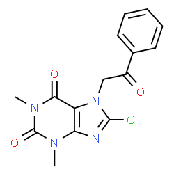 ChemSpider 2D Image | 8-Chloro-1,3-dimethyl-7-(2-oxo-2-phenylethyl)-3,7-dihydro-1H-purine-2,6-dione | C15H13ClN4O3