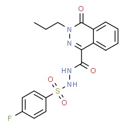 ChemSpider 2D Image | N'-[(4-Fluorophenyl)sulfonyl]-4-oxo-3-propyl-3,4-dihydro-1-phthalazinecarbohydrazide | C18H17FN4O4S