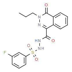 ChemSpider 2D Image | N'-[(3-Fluorophenyl)sulfonyl]-4-oxo-3-propyl-3,4-dihydro-1-phthalazinecarbohydrazide | C18H17FN4O4S