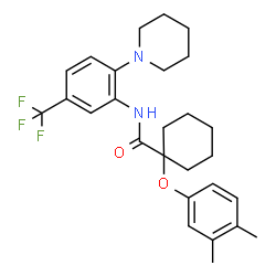 ChemSpider 2D Image | 1-(3,4-Dimethylphenoxy)-N-[2-(1-piperidinyl)-5-(trifluoromethyl)phenyl]cyclohexanecarboxamide | C27H33F3N2O2