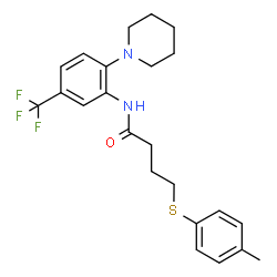 ChemSpider 2D Image | 4-[(4-Methylphenyl)sulfanyl]-N-[2-(1-piperidinyl)-5-(trifluoromethyl)phenyl]butanamide | C23H27F3N2OS