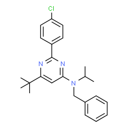 ChemSpider 2D Image | N-Benzyl-2-(4-chlorophenyl)-N-isopropyl-6-(2-methyl-2-propanyl)-4-pyrimidinamine | C24H28ClN3