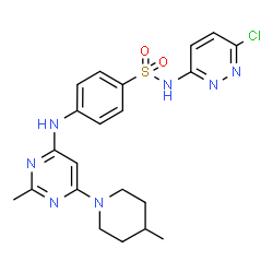 ChemSpider 2D Image | N-(6-Chloro-3-pyridazinyl)-4-{[2-methyl-6-(4-methyl-1-piperidinyl)-4-pyrimidinyl]amino}benzenesulfonamide | C21H24ClN7O2S